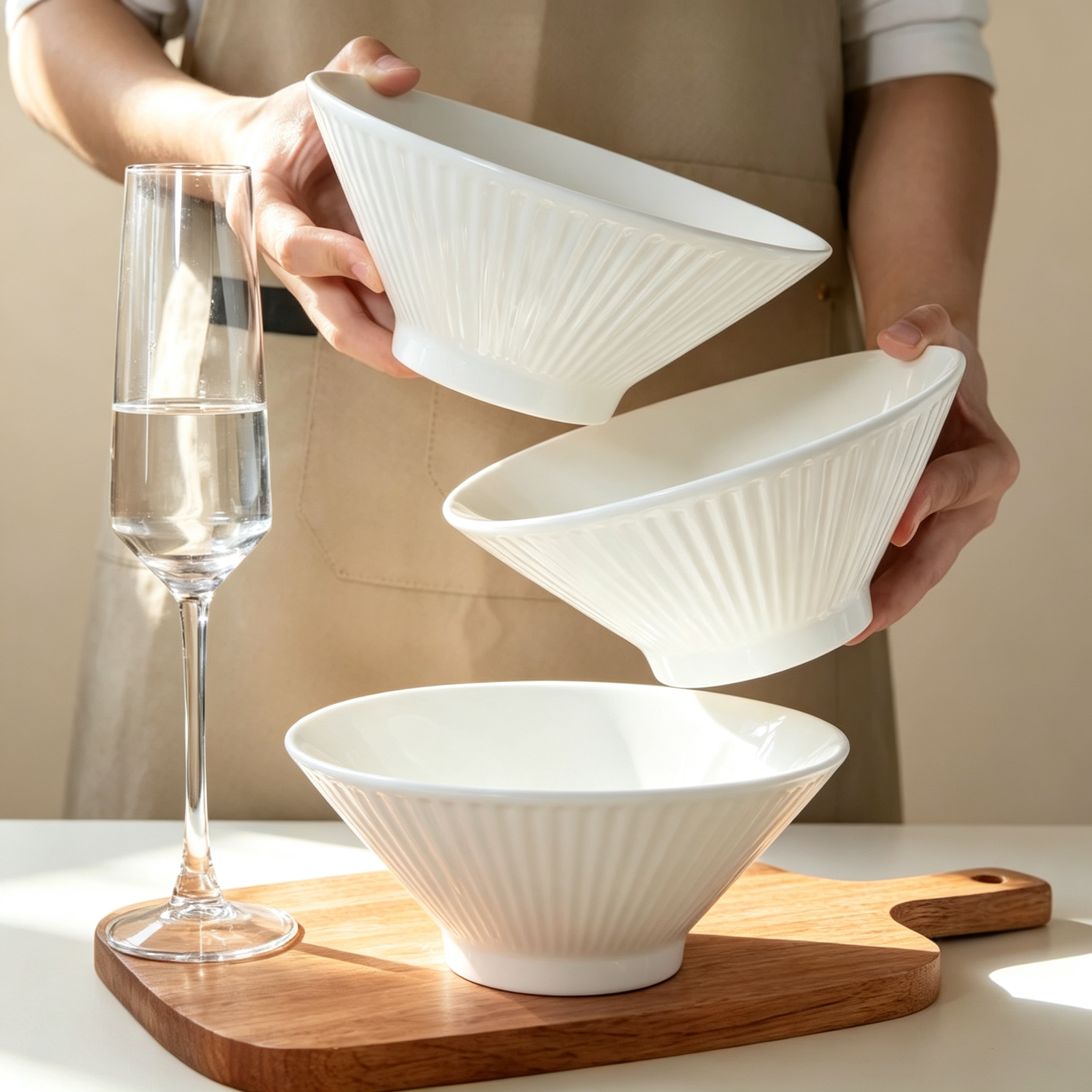 Vertical‑Ribbed Wide‑Mouth Bowl