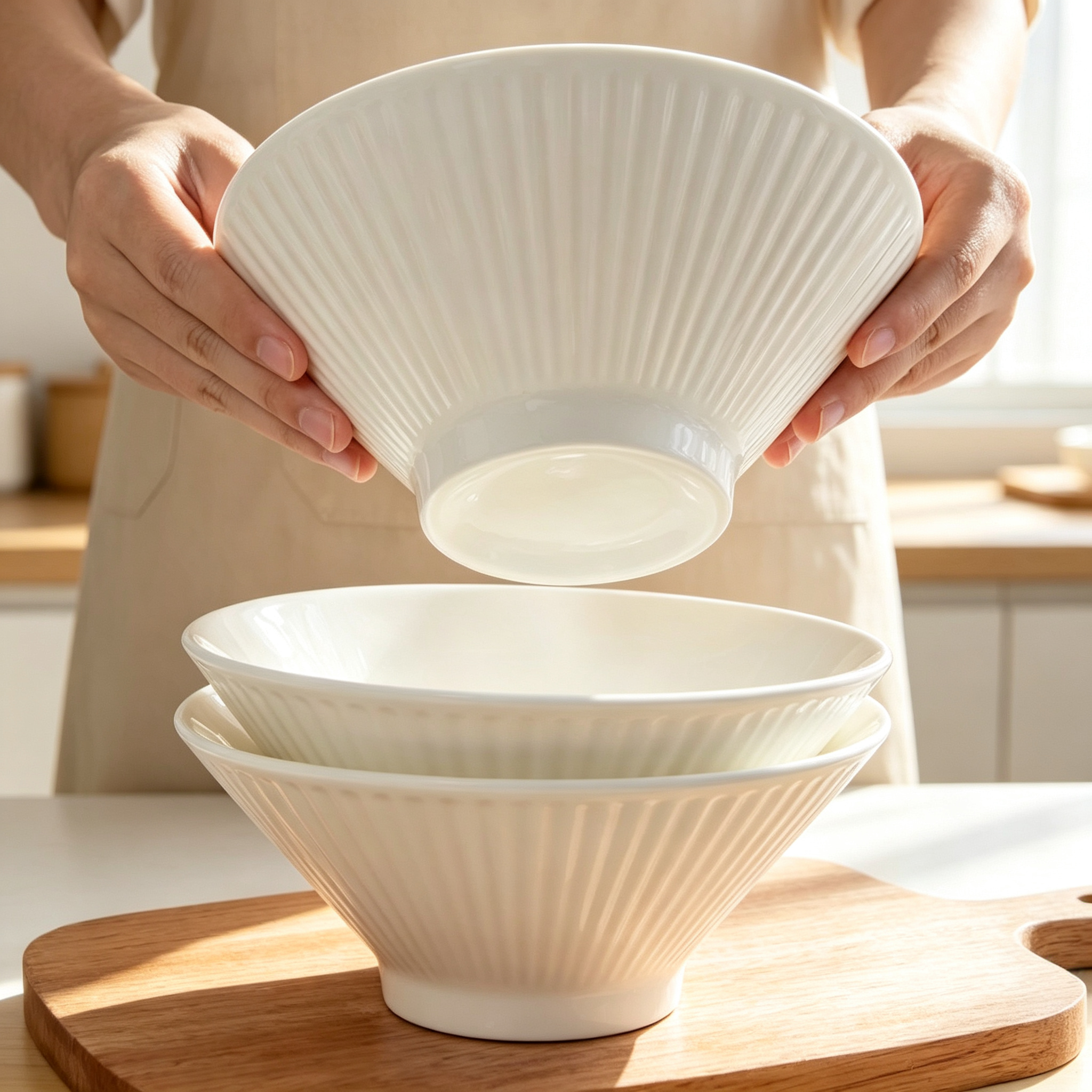 Vertical‑Ribbed Wide‑Mouth Bowl