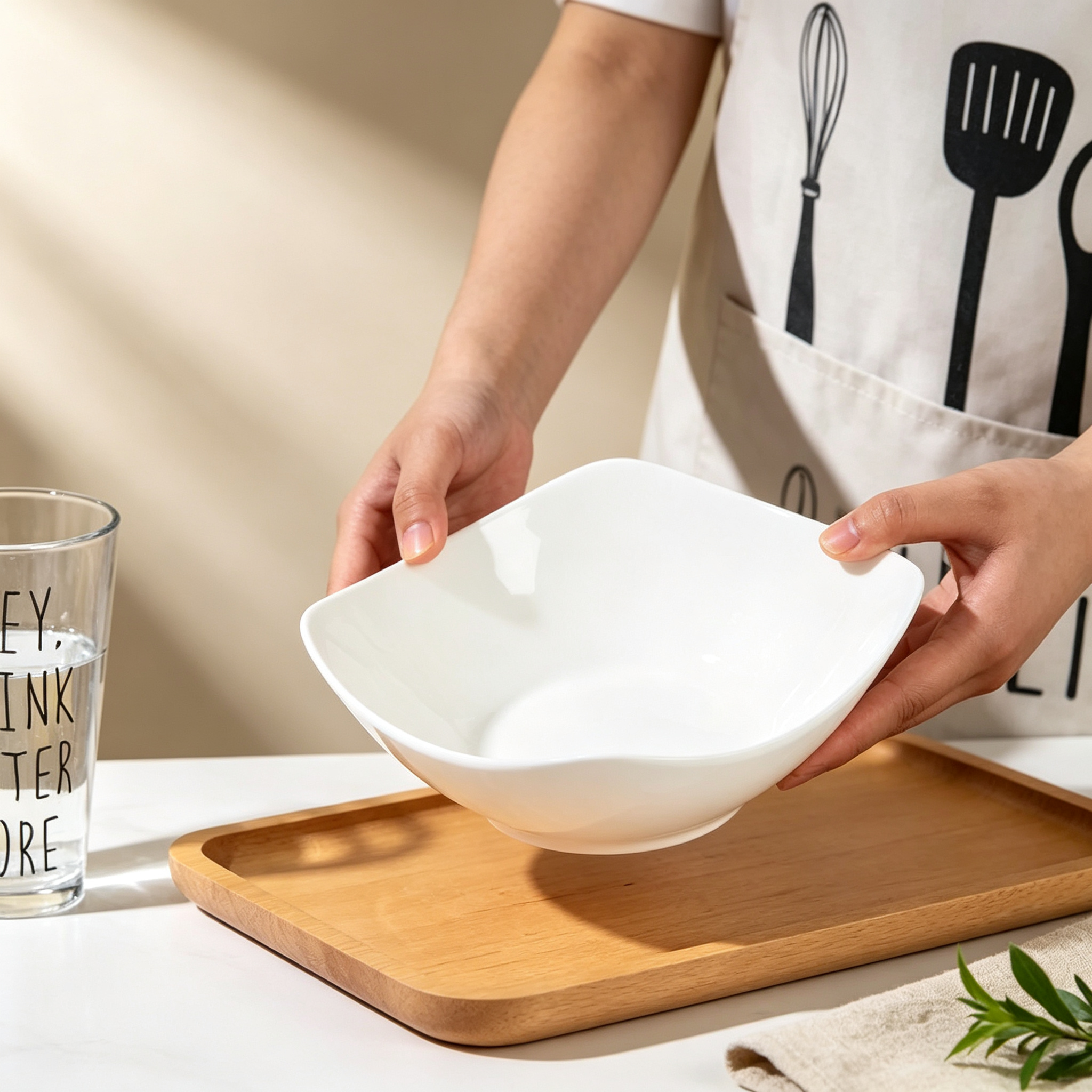 Rounded‑Corner Square Serving Bowl Plate