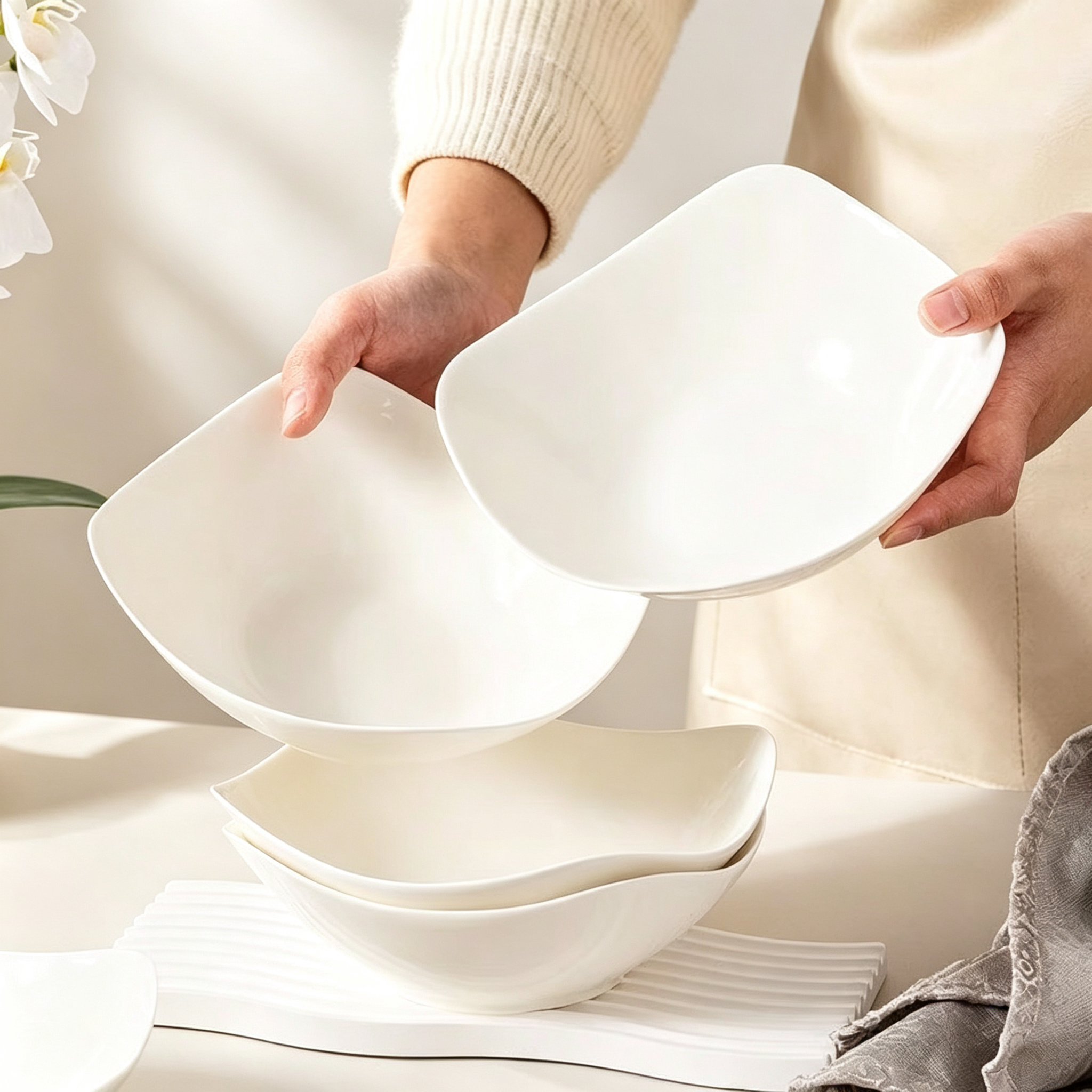 Rounded‑Corner Square Serving Bowl Plate
